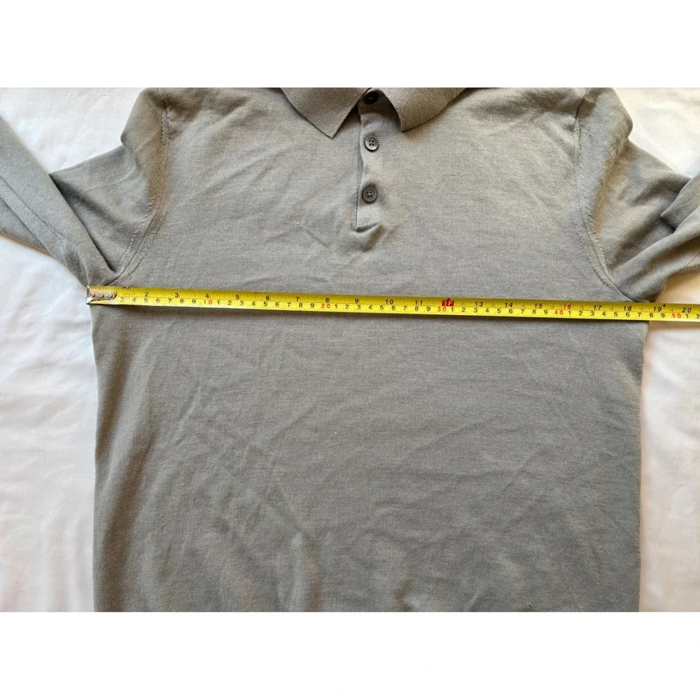 Banana Republic Mens Merino Wool Long Sleeve Polo Sweater Gray Taupe Size M